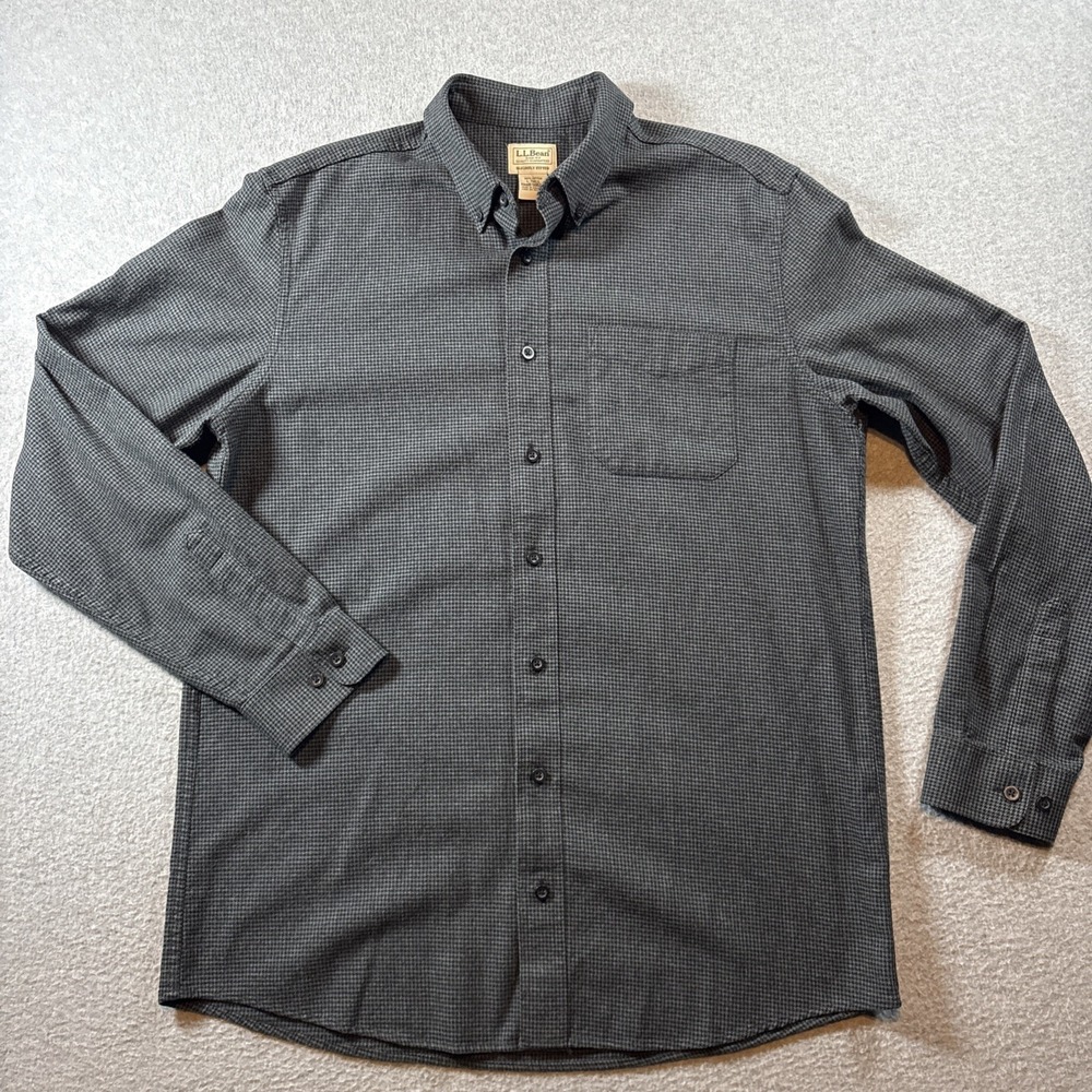 VTG LL BEAN Men's Gray Long Sleeve Button Down Sz L Tall Classic 90s Pocket